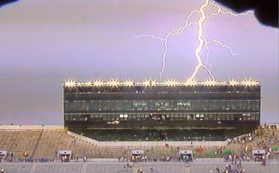Weather Forces Evacuation Of Notre Dame Stadium