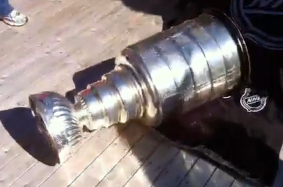 Watch The Stanley Cup Fall Down Go Boom, Get Dented