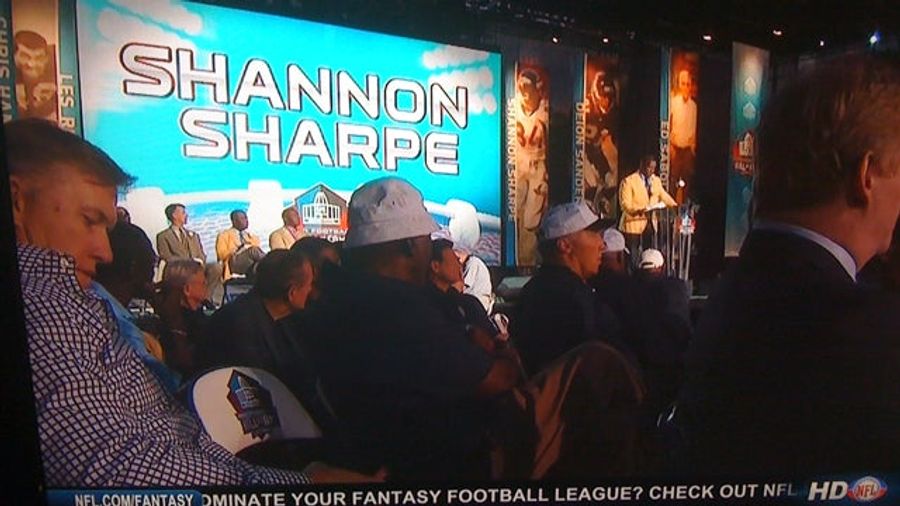Shannon Sharpe's HOF Induction Speech Was Not Exciting Enough To Keep John Elway From Texting