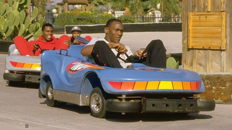 This Evening: Looks Like It&#39;s Bumper Cars With Michael Jordan And Orlando Woolridge