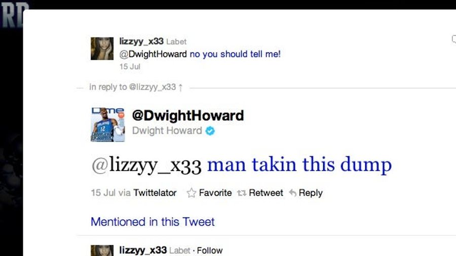 Dwight Howard Tweeted About His Dump To Some Young Lady