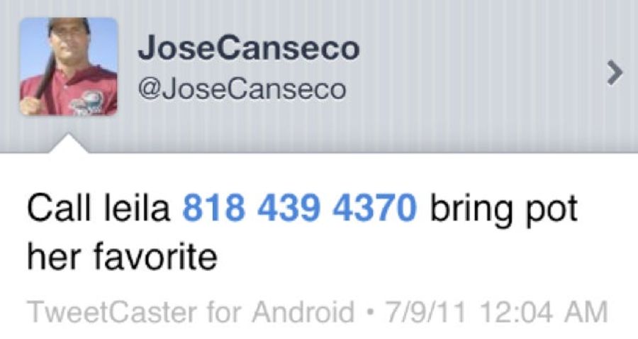 In His Latest Meltdown, Jose Canseco Decided To Publicize His Girlfriend's Phone Number, Drug Of Choice