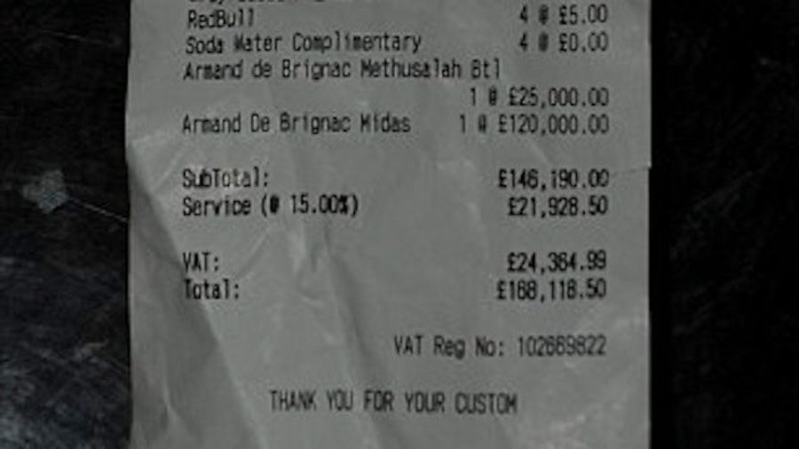 One Armand De Brignac Midas Bottle For £120,000! An Unscientific Analysis Of An Enormous Johnson's Epic Bar Tab In London