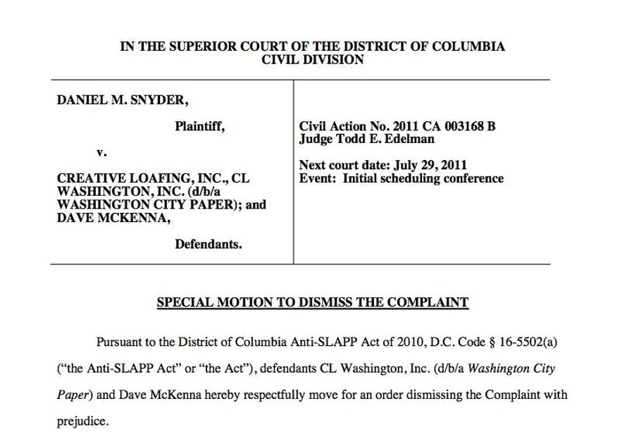 Will Daniel Snyder's Lawsuit Be Dismissed As A Nuisance?