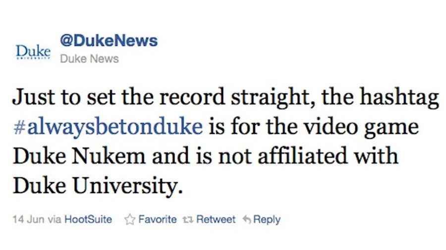 Duke Tweets The Dookiest Tweet Imaginable