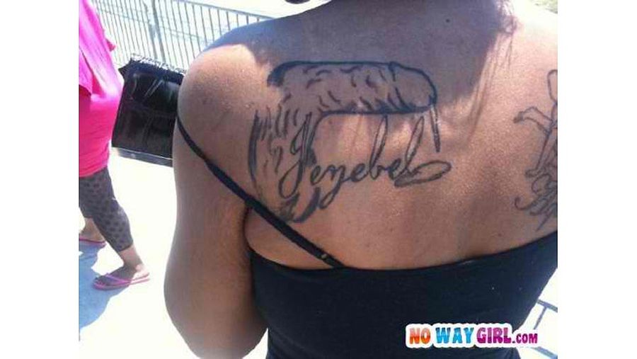 Here Is A Tattoo In Which A Penis Leaking Semen Spells Out The Name Jezebel [NSFW]