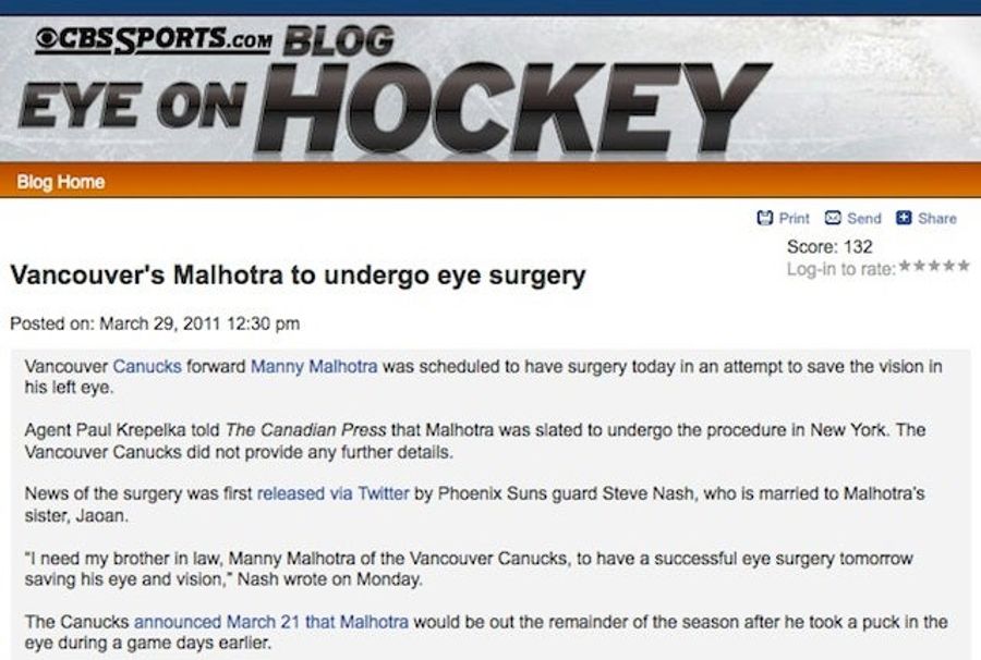 Keeping An Eye On CBS's Eye On Sports Stories About Eye Injuries