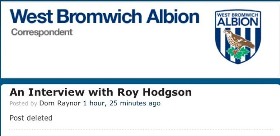 ESPN Soccernet Scrubs Fake Interview With New West Brom Manager