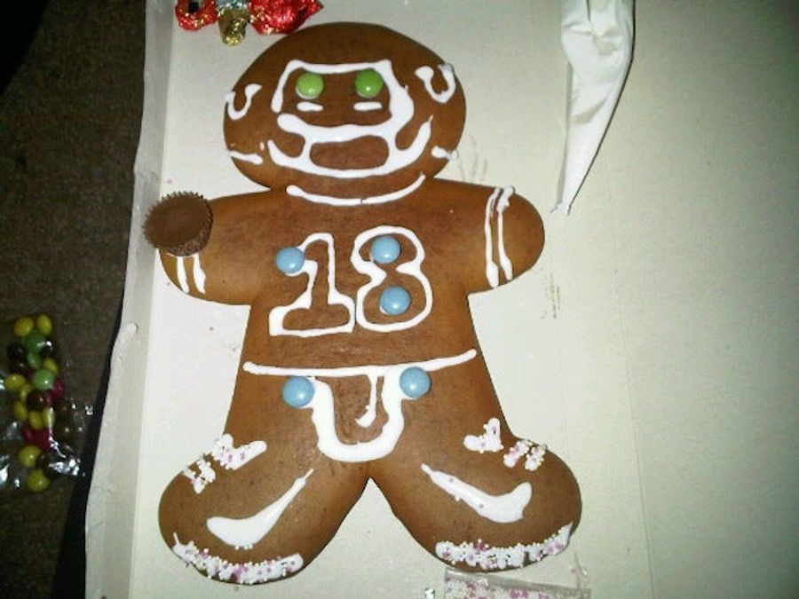 Gingerbread Peyton Manning Has Reese&#39;s Cup Football, Frosting Dong