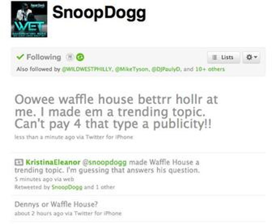 It Was Only A Matter Of Time Before Snoop Dogg And Waffle House Found One Another