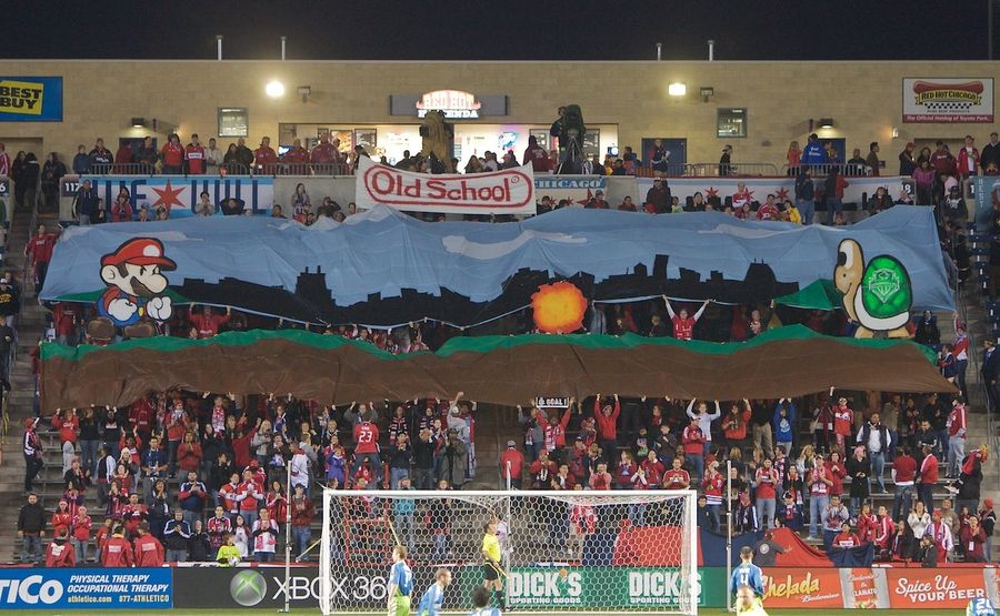 100-Foot Super Mario Game Plays Out In MLS Stands