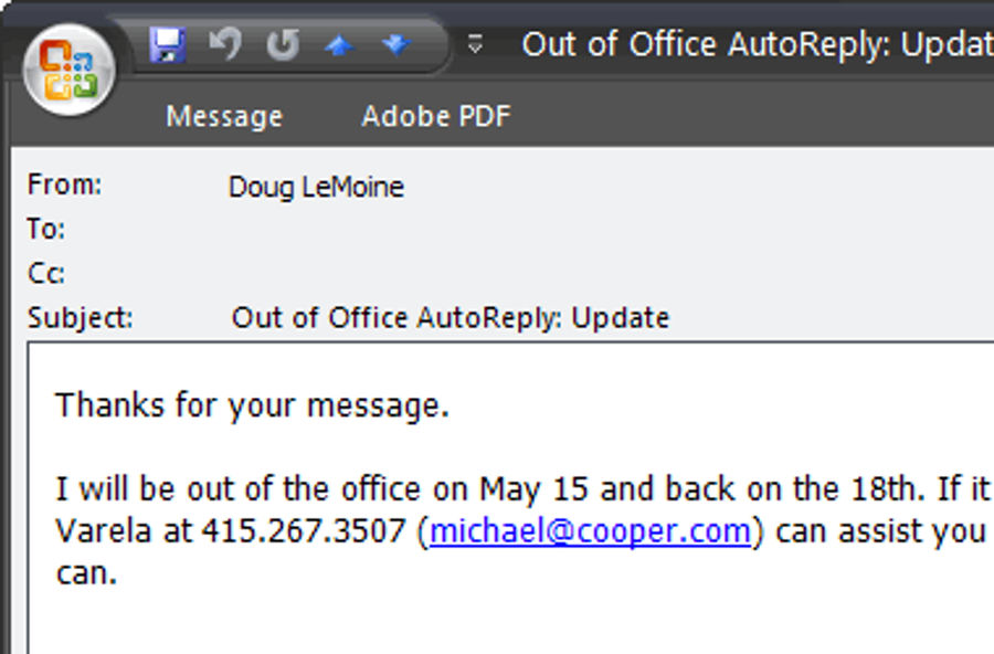 Screw You And Your Out Of Office Autoreply