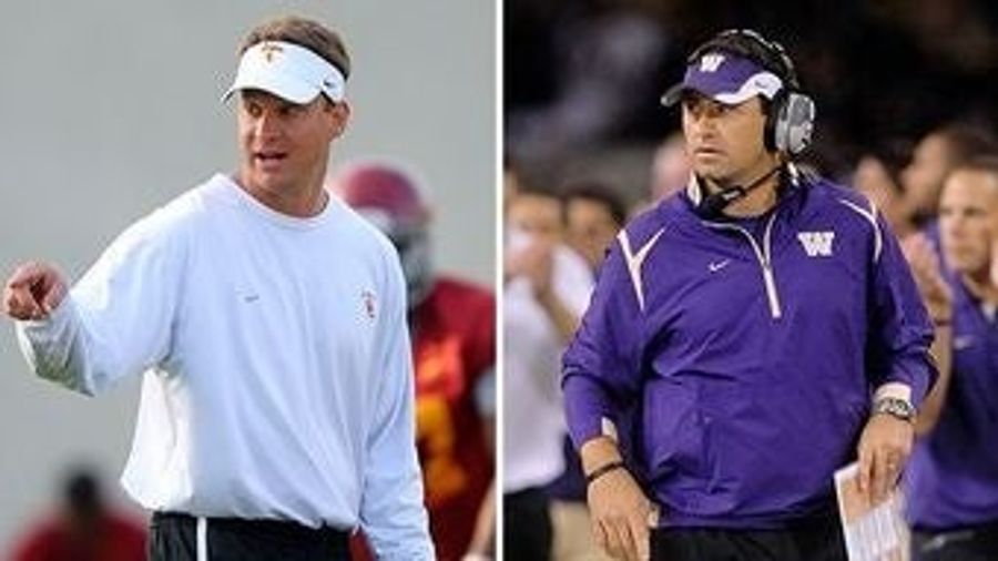Steve Sarkisian Taunts Lane Kiffin With Cellphone Picture