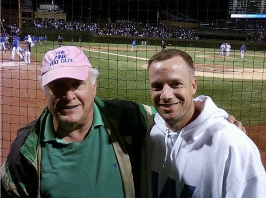 Cubs fan with pink hat online