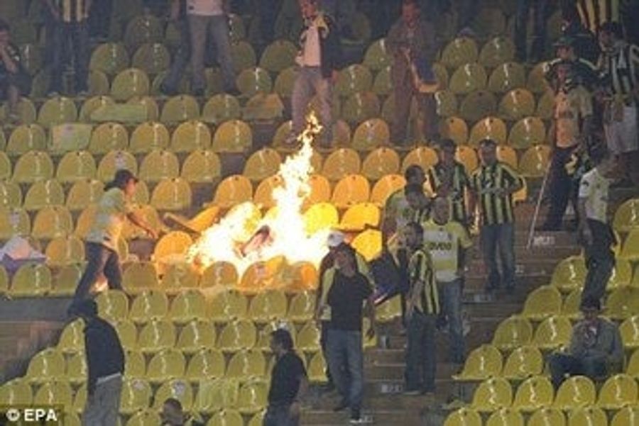 Turkish Soccer Fans Set Fire To Their Own Seats