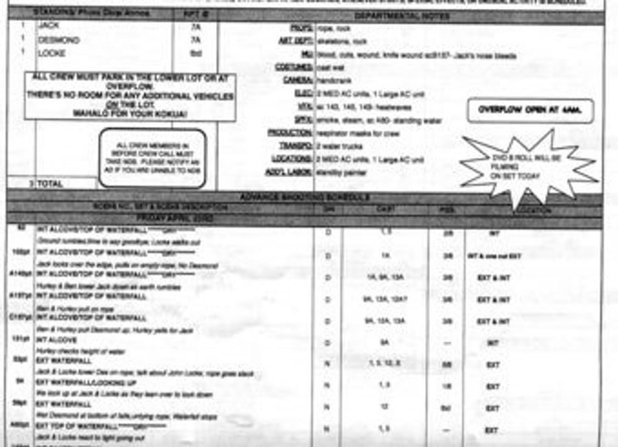 What Does This (Possibly Fake) Call Sheet Tell Us About The <em>Lost</em> Series Finale?