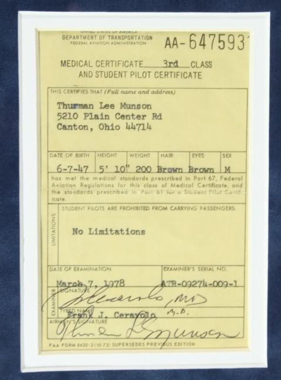 On The Block: Thurman Munson&#39;s Pilot License