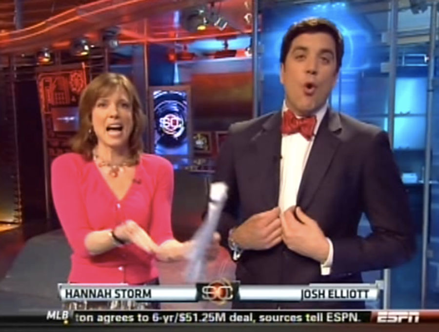Today In <em>SportsCenter</em> Fashion: Hannah&#39;s Demure, But What Is That On Josh Elliott&#39;s Neck?