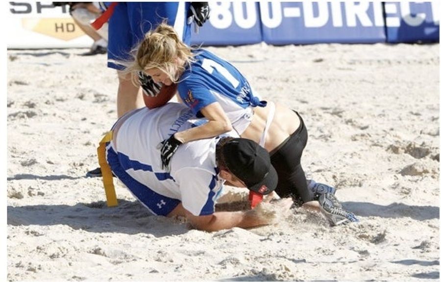 Marisa Miller Was Also Wearing A Jockstrap During The Beach Football Game