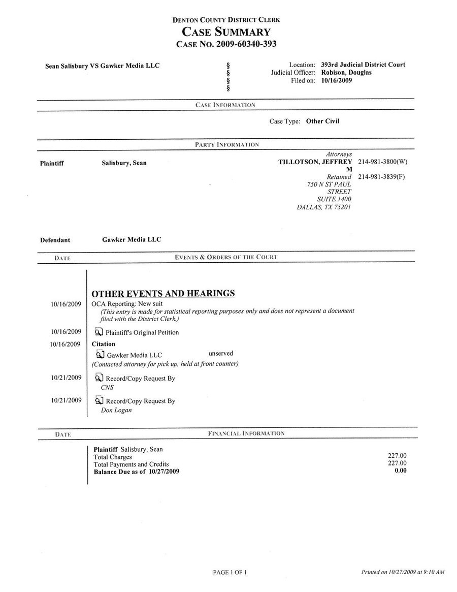 Sean Salisbury's Lawsuit