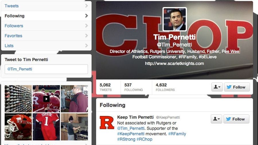 Did Tim Pernetti Create A "Keep Tim Pernetti" Twitter Account?