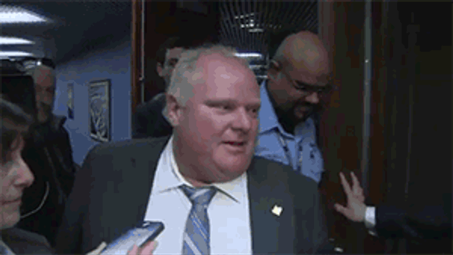 Here's Toronto Mayor Rob Ford Walking Face-First Into A TV News Camera