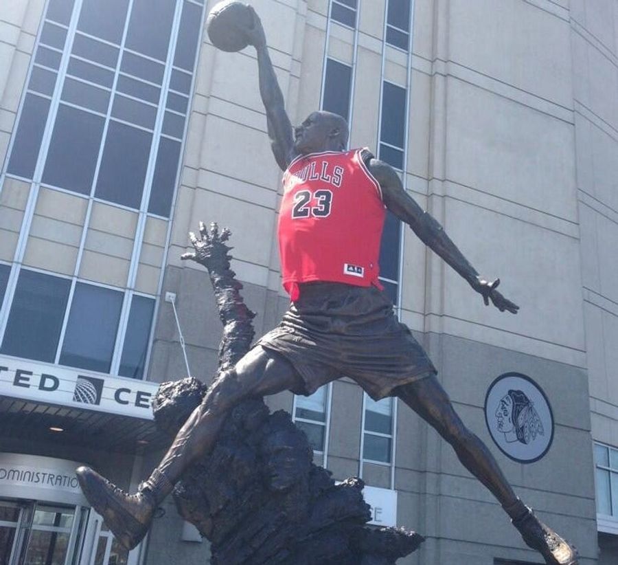 Bulls Fans Break Out The Big Guns, Clothe Michael Jordan Statue
