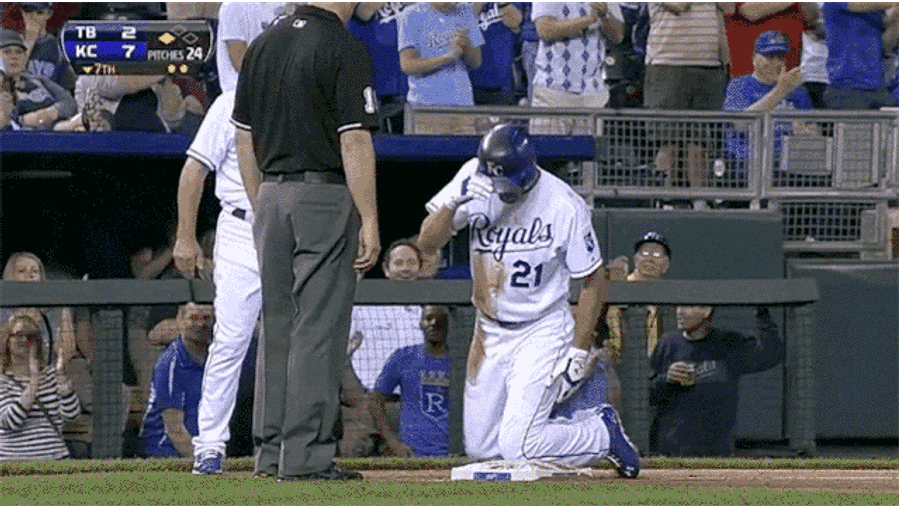 Jeff Francoeur Celebrates His Triple By Ball-Tapping His Coach