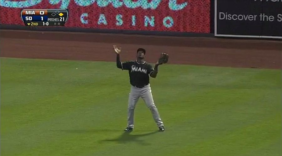 Marlins Outfielder Hilariously Loses Track Of Routine Home Run Ball