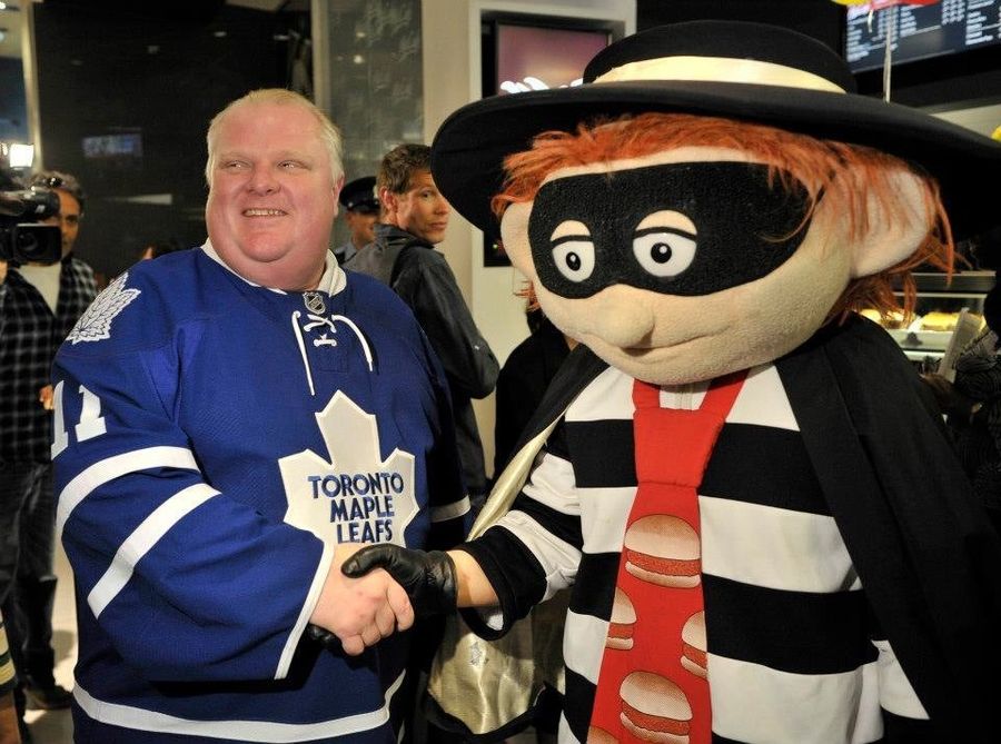 Rob Ford In A Maple Leafs Jersey Posing With The Hamburglar?