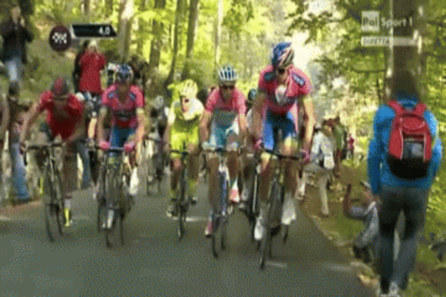 Cycling Spectator Steps Aside, Falls Off The Face Of The Earth