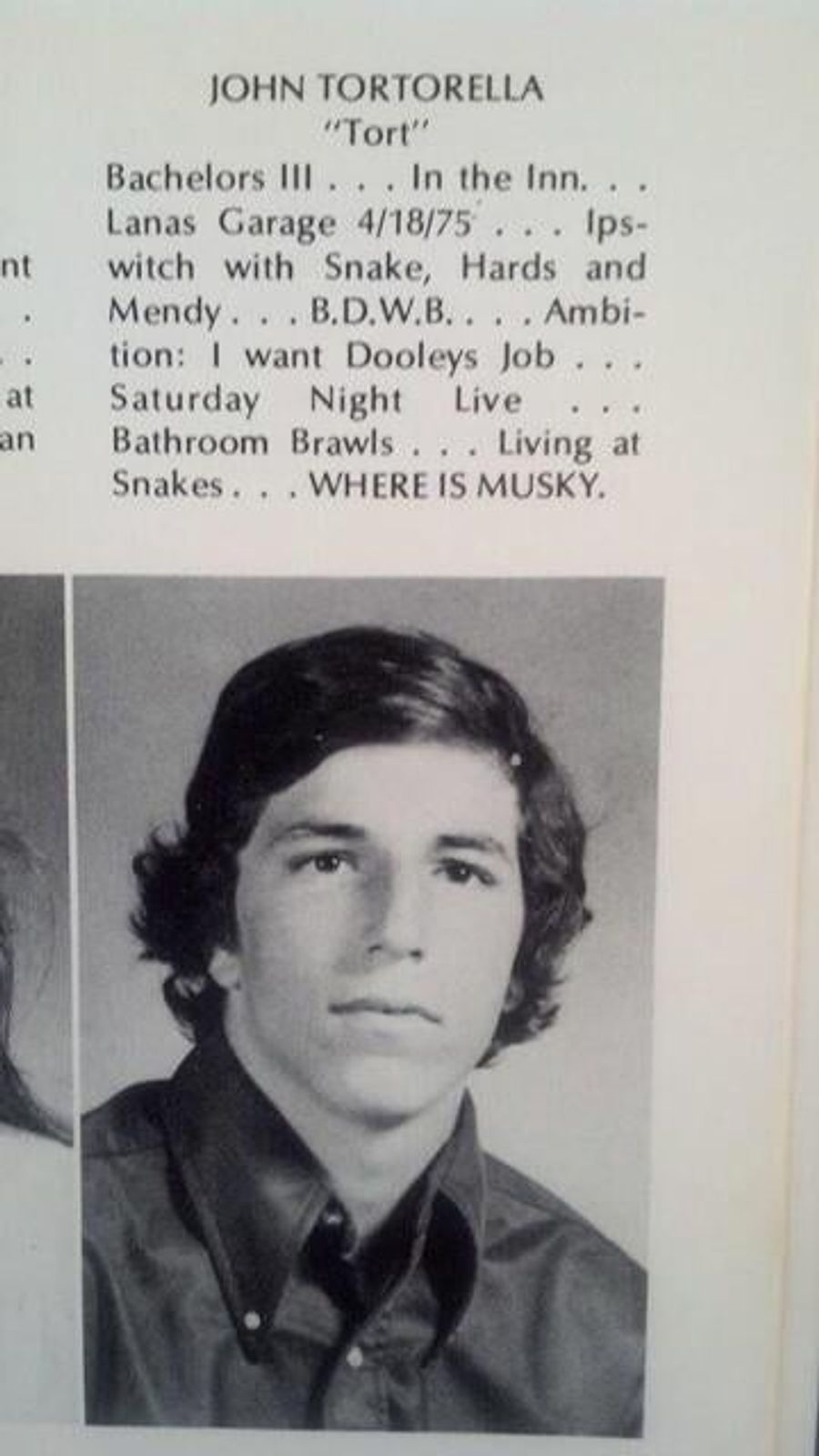 John Tortorella's High School Yearbook Entry Is All Sorts Of Confusing