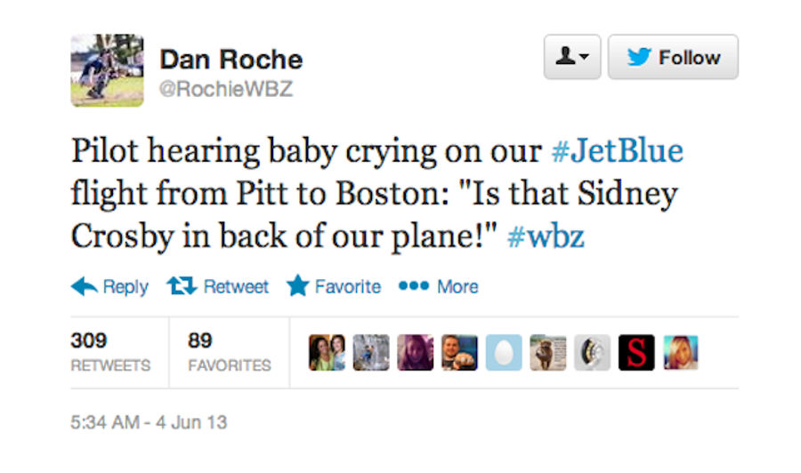 Boston Pilot Uses Crying Baby To Drop A Burn On Sidney Crosby
