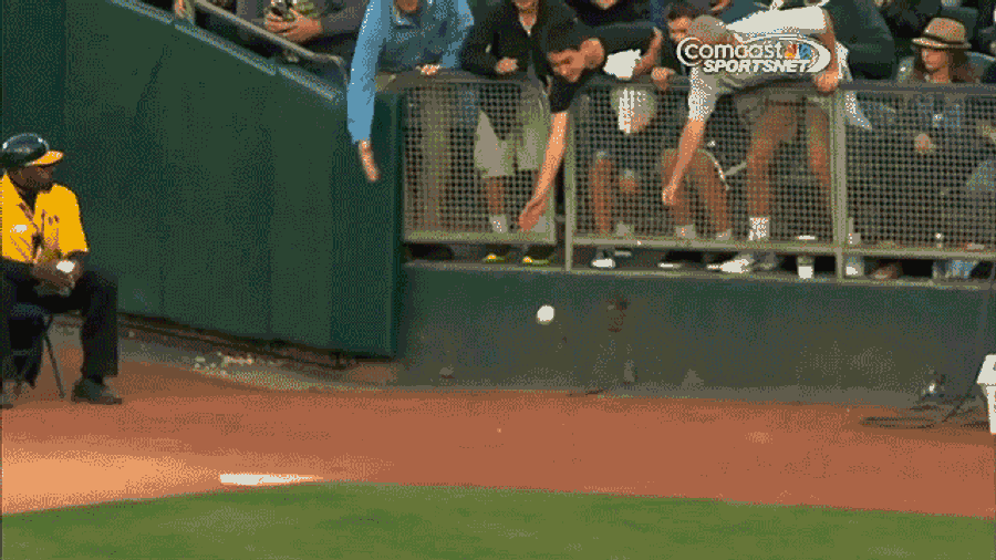 Good Thing This Oakland A&#39;s Security Guard Wore A Helmet