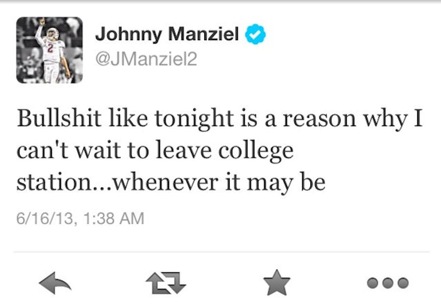 Johnny Manziel Sounds Unhappy At Texas A&M