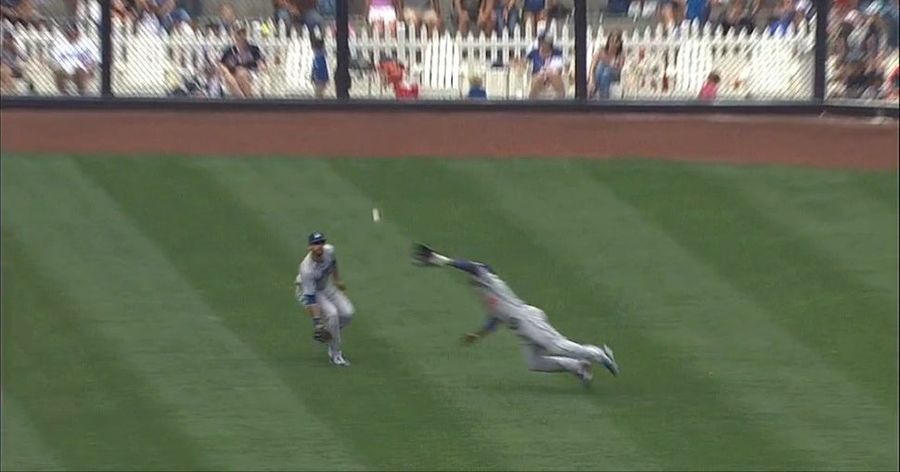 Yasiel Puig Is Now Catching Baseballs Hit Toward His Teammates