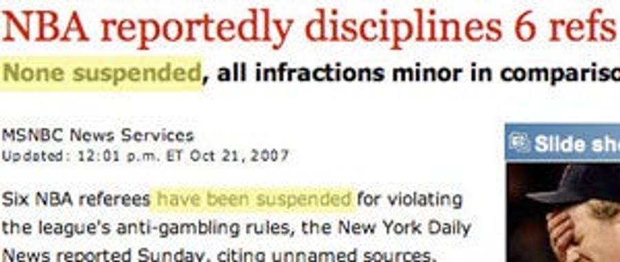 Six NBA Referees Aren't Suspended For Gambling, But Instead Suspended