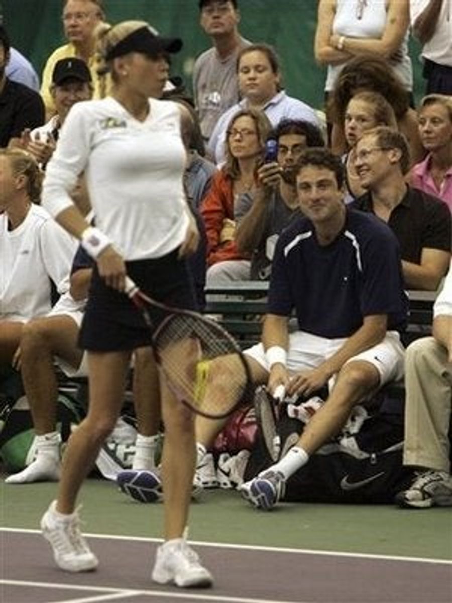 Just Because Justin Gimelstob Doesn't Like Her, It Doesn't Mean He Can't Stare Intently