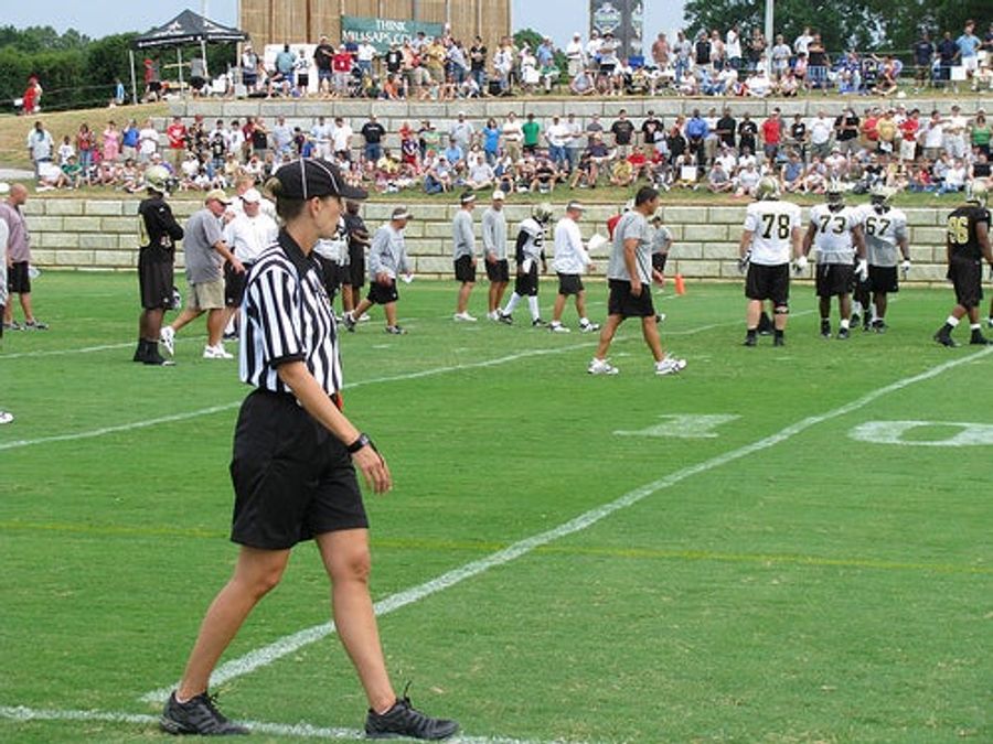 Woman Referees New Orleans Saints Practice Scrimmage...Four Horsemen Seen Trotting Nearby