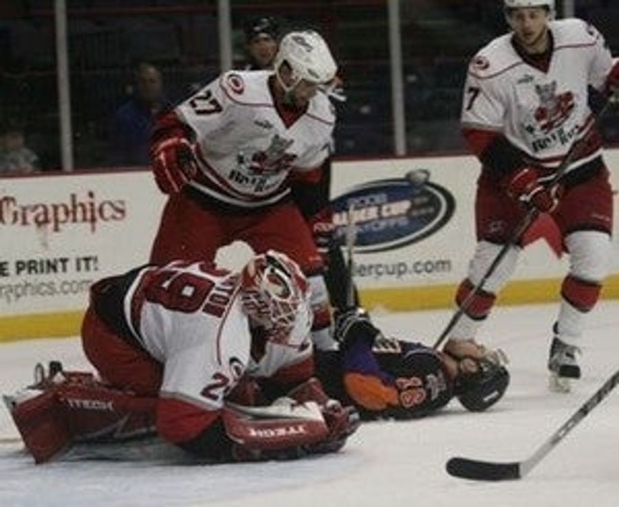 Minor League Goalie Peppered With Pucks, Surrenders