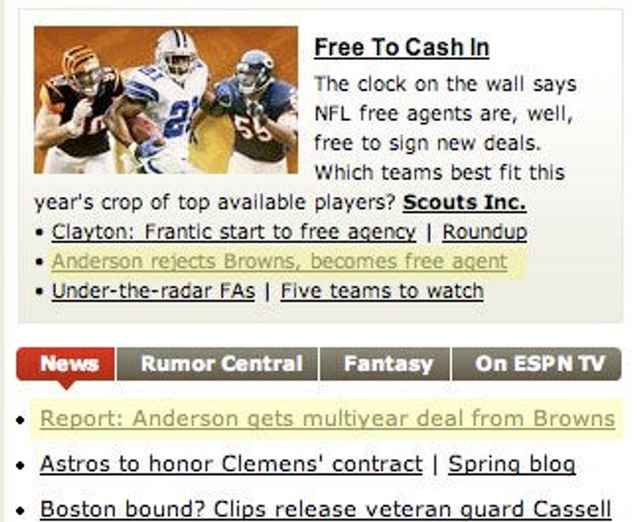 Derek Anderson Leaves Browns For Free Agency, Signs With Browns