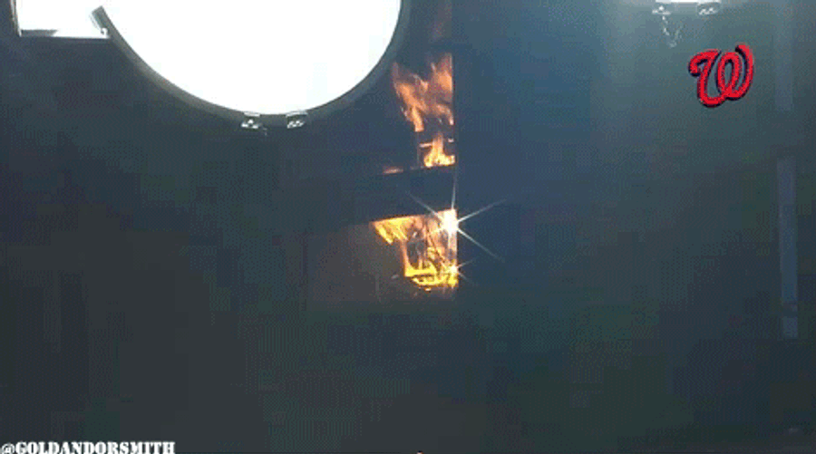 Just A Fire In A Light Tower During A Game At Nationals Park