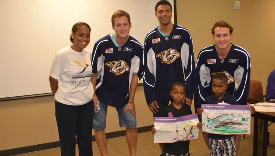 Excited Children Take Photo With Their Favorite Nashville Predators