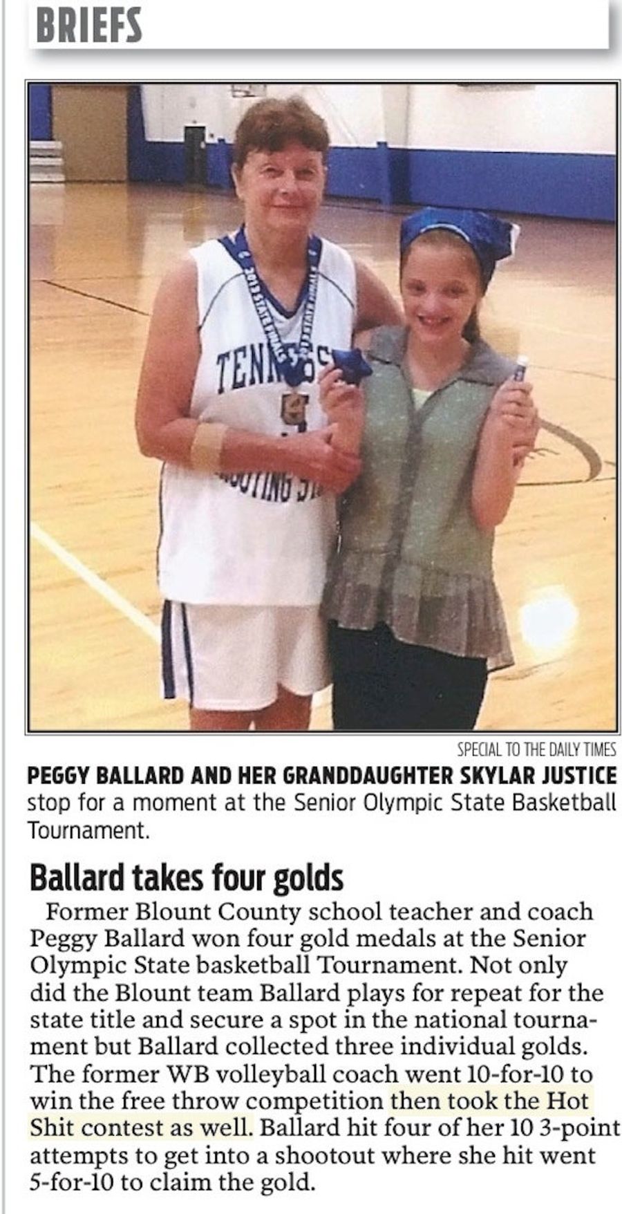 Newspaper Typo: Senior Basketballer Wins “Hot Shit Contest”