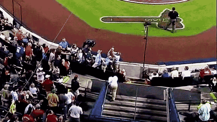 Fan At Braves Game Drops Foul Ball, Lunges, Goes Splat