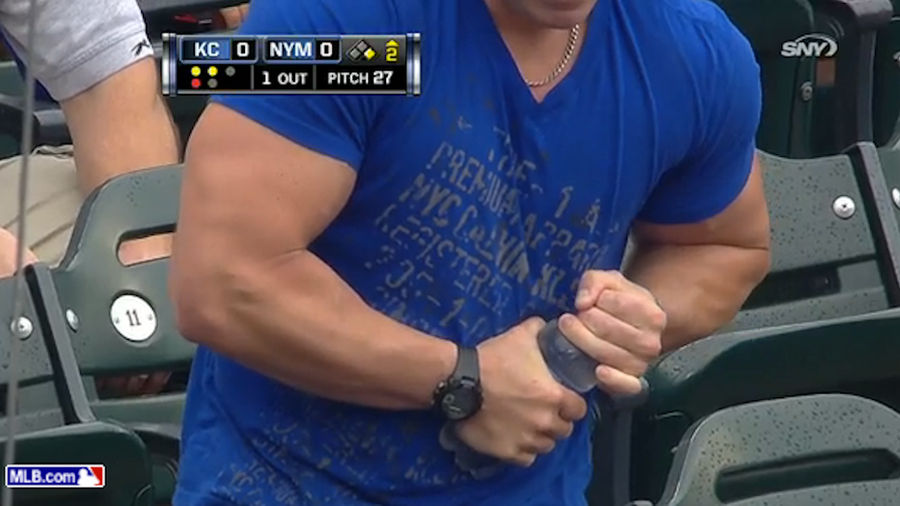 Musclebound Mets Fan Can&#39;t Open Water Bottle