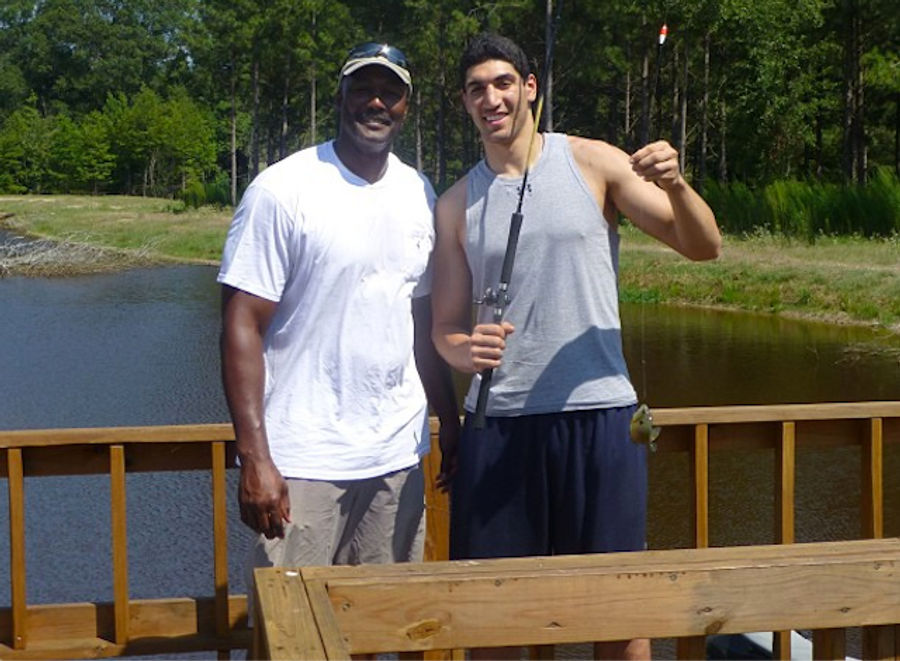 Karl Malone And Enes Kanter Caught A Tiny Fish