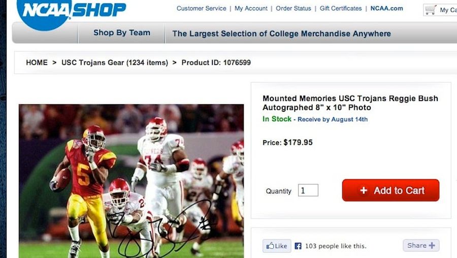 Yep, The NCAA Also Sells An Autographed Photo Of Reggie Bush At USC