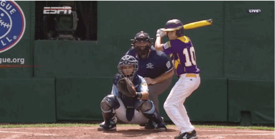 Little Leaguer Fooled By Nasty Curveball Almost Falls On His Ass