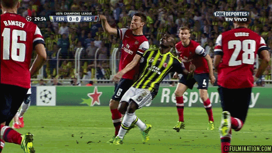 Here's Arsenal's Laurent Koscielny Getting His Face Obliterated